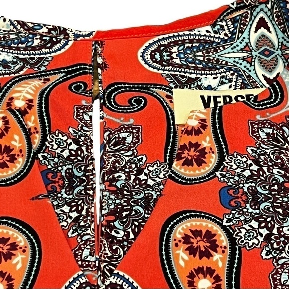 VERSE WOMEN’S Paisley Print Split Neck Sleeveless Blouse, Size Large - Picture 5 of 13